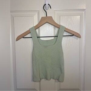 Mint Green Ribbed Knit Tank Top